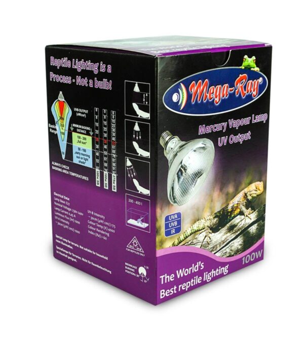 Mega Ray 100 Watt UVB Bulb Side Box Mega Ray 100 Watt UVB Bulb Side Box